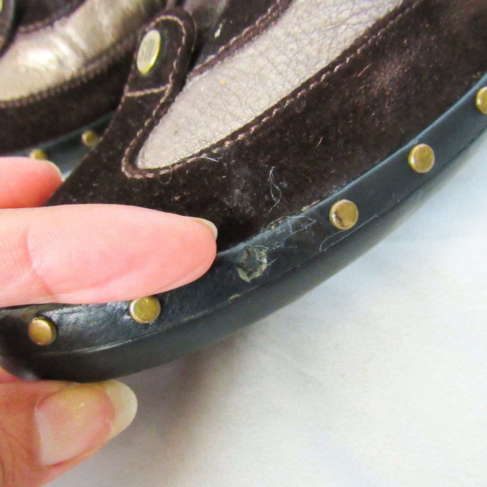 STUART WEITZMAN Metallic Suede Leather Sneakers Brown Suede Studded~MSRP $375 - Picture 8 of 15